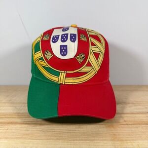 Portugal Snapback Hat Mens Red Vtg 90s Big Logo Coat of Arms Soccer World Cup
